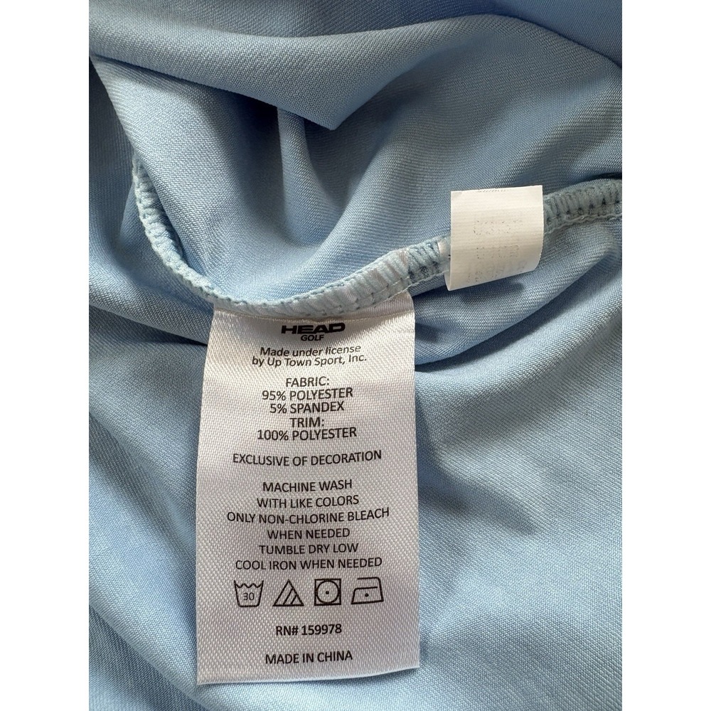 New HEAD Men's Large Polo Shirt Blue Quarter Zip UV Protection Tennis Golf - Picture 11 of 11